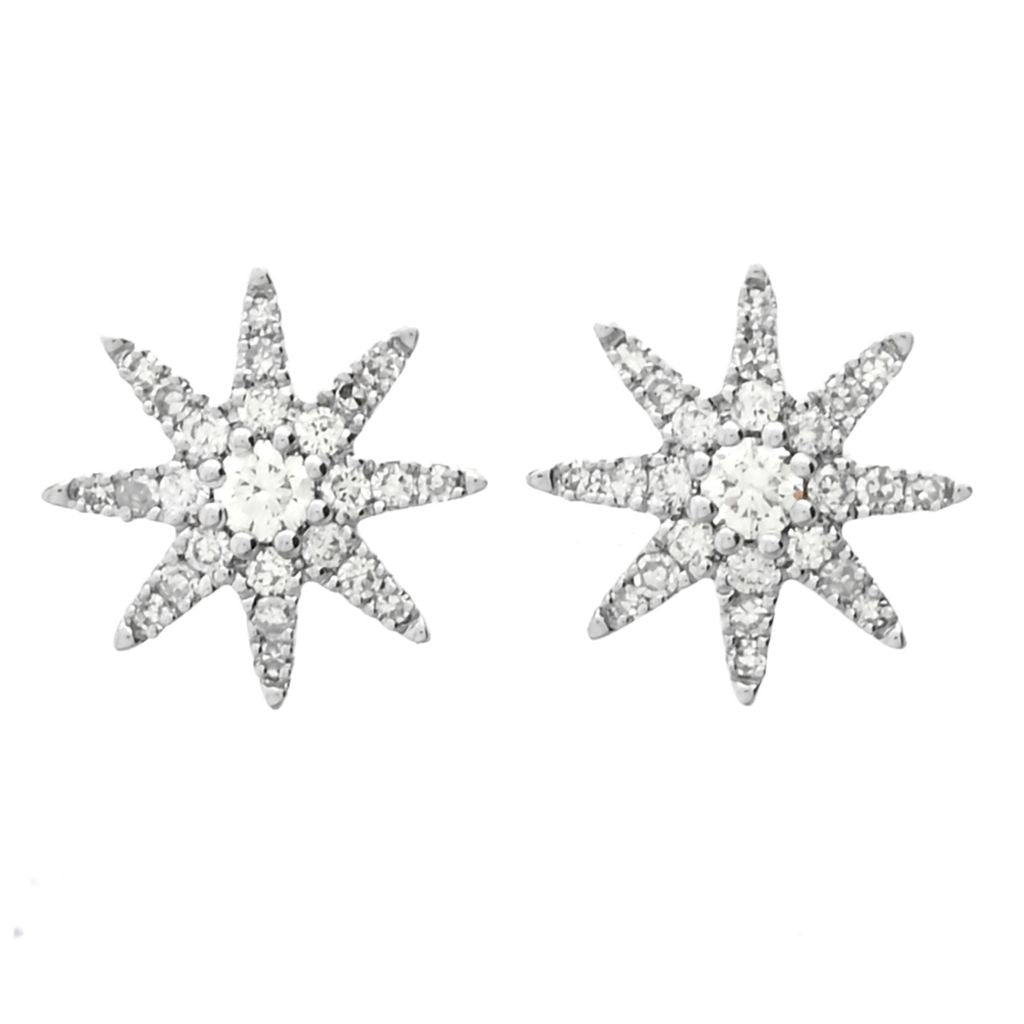 Sabrina Designs 14K White Gold 0.13ctw Diamond Starburst Earrings