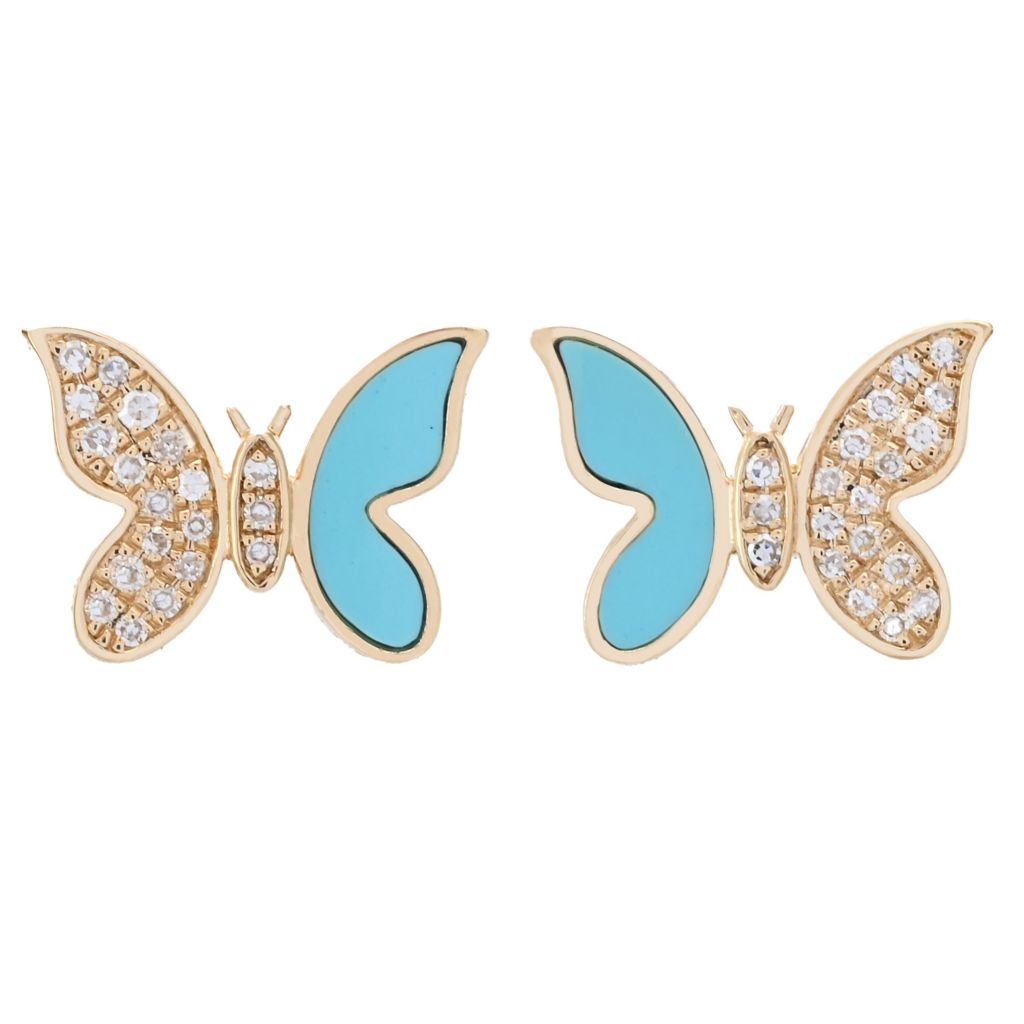 Sabrina Designs 14K Gold 0.10ctw Diamond & Gem Butterfly Stud Earrings