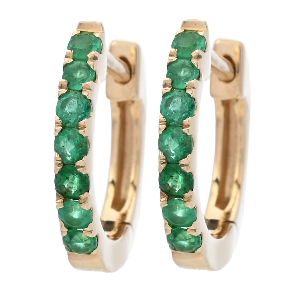 Sabrina Designs 14K Gold Choice of Ruby or Emerald Huggie Hoop Earrings