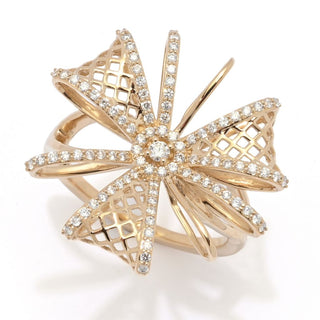 Sonia Bitton Galerie de Bijoux 14K Gold 0.36ctw Diamond "Lattice Bow" Ring