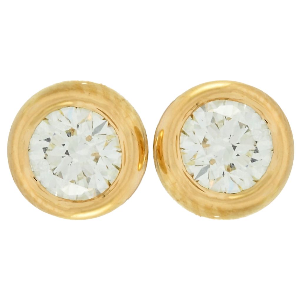 Morris & David 14K Gold Choice of Carat Bezel Set Diamond Stud Earrings