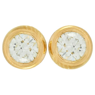 Morris & David 14K Gold Choice of Carat Bezel Set Diamond Stud Earrings