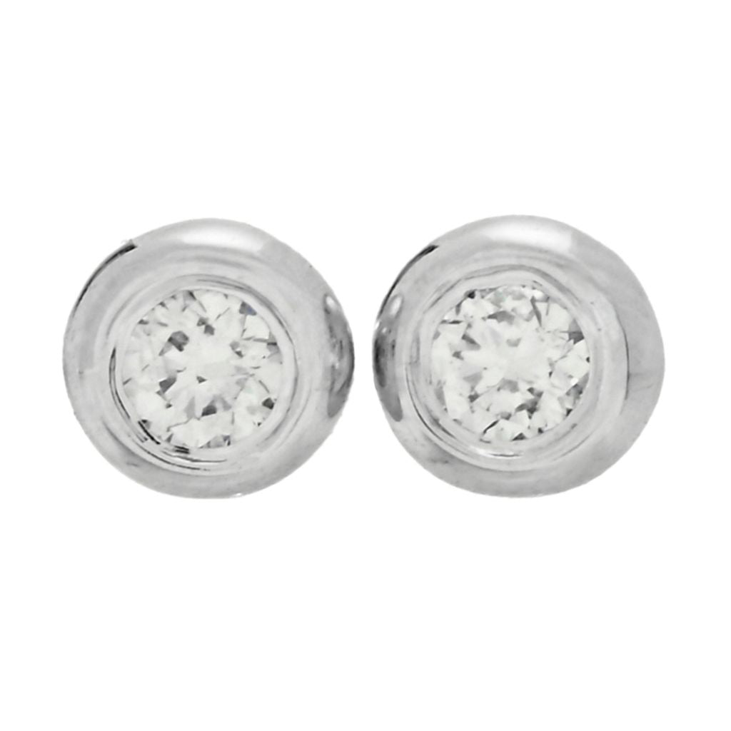 Morris & David 14K Gold Choice of Carat Bezel Set Diamond Stud Earrings