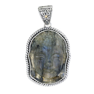 Artisan Silver by Samuel B. 30x22mm Carved Labradorite Buddha Head Pendant