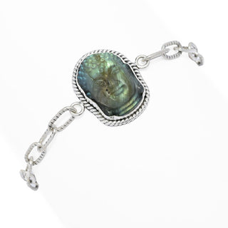 Artisan Silver by Samuel B. 22x16mm Carved Labradorite Buddha Head Bracelet