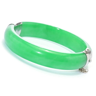 Far East Jewelry Sterling Silver 13-14mm Jade Choice of Size Bangle Bracelet