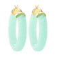 Far East Jewelry 14K Gold Plated 38x8mm Carved Jade 1.5" Hoop Earrings