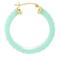 Far East Jewelry 14K Gold Plated 38x8mm Carved Jade 1.5" Hoop Earrings