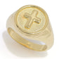 Toscana Italiana 18K Gold Plated Acqua Bagnata Signet Style Cross Ring
