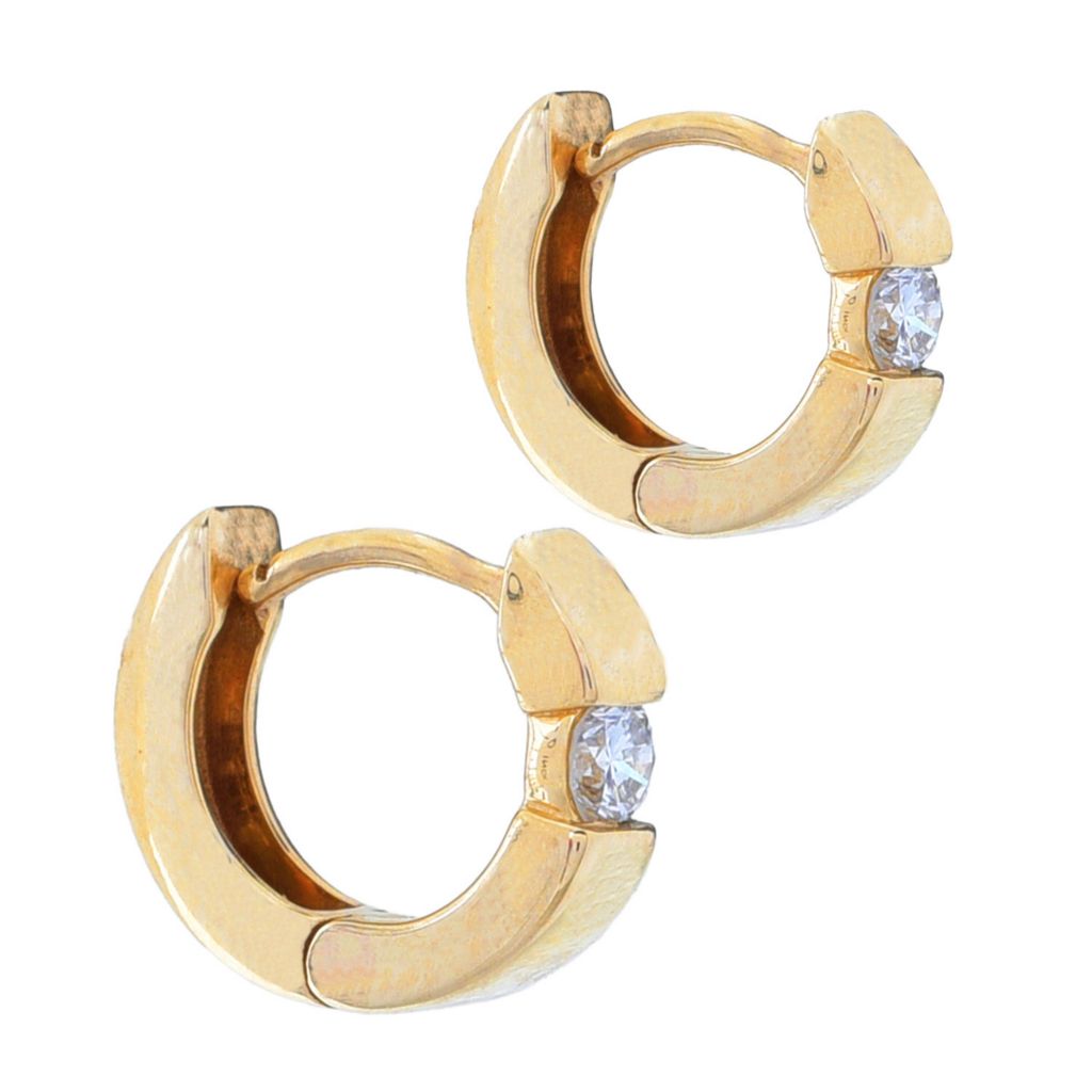 Sonia Bitton Galerie de Bijoux 0.20ctw Diamond Solitaire Huggie Hoop Earrings