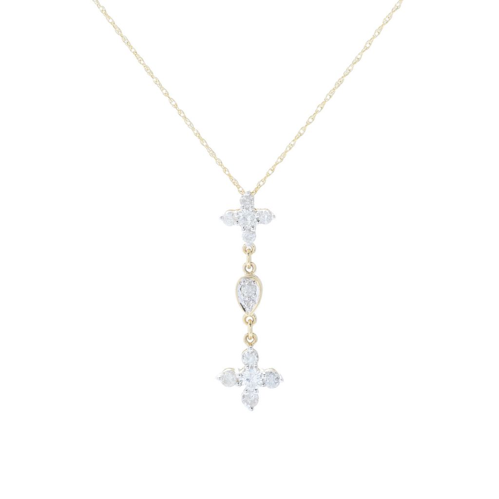 14K Gold Polished 0.58ctw Diamond Pendant w/ 18" Chain, 2.1 grams