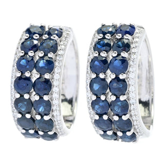 Gem Treasures 6.73ctw Australian Blue Sapphire & Zircon Hoop Earrings