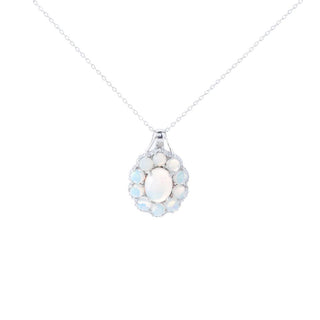 Gem Treasures 10x8mm Ethiopian Opal & White Zircon Pendant w/ Chain
