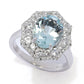Gem Treasures Sterling Silver 3.30ctw Aquamarine & Zircon Halo Ring