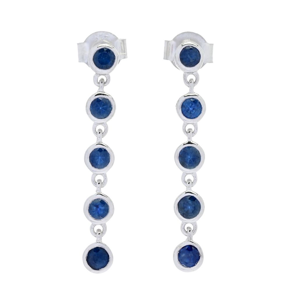 Gem Treasures 1.30ctw Bezel Set Australian Blue Sapphire Dangle Earrings