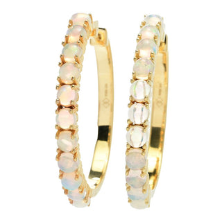 Gem Treasures 18K Vermeil or Sterling Silver Ethiopian Opal Hoop Earrings