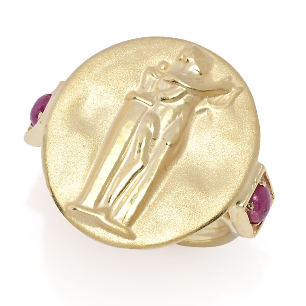Tagliamonte 14K Gold Polished & Satin Ruby Accented Euterpe Cameo Ring