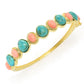 Elemental Gems Salmon Coral & Blue Mohave Turquoise Hinged Bangle Bracelet