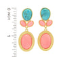 Elemental Gems 14x10mm Salmon Coral & Blue Mohave Turquoise Drop Earrings