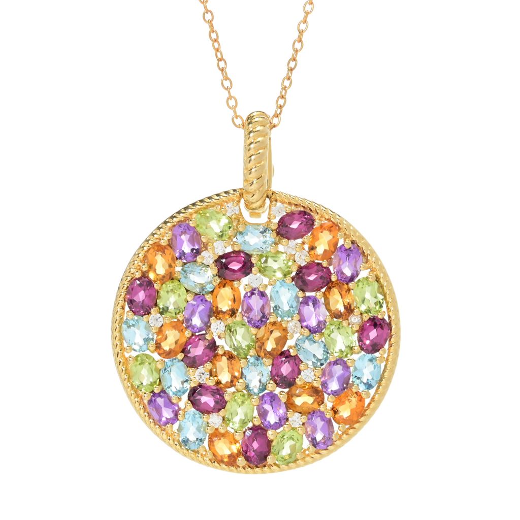 Elemental Gems 7.55ctw Multi Gem Cluster Medallion Enhancer Pendant