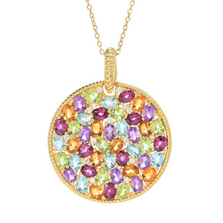 Elemental Gems 7.55ctw Multi Gem Cluster Medallion Enhancer Pendant