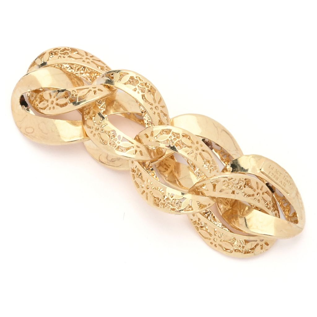 Stefano Oro 14K Gold "Fiori Ricami" Reversible Grumetta Chain Ring