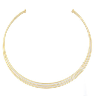 Toscana Italiana Gold or Platinum Plated Triple Row Statement Collar Necklace