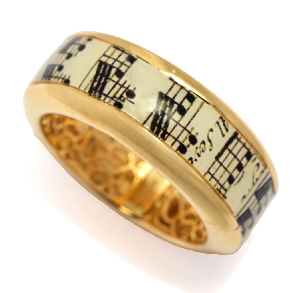 Toscana Italiana "Flora Carta" Printed Paper & Enamel Cigar Band Ring