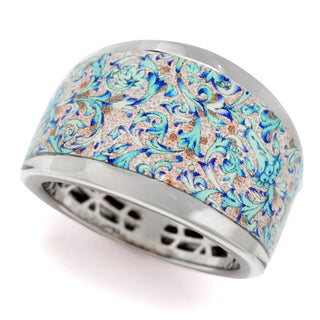 Toscana Italiana "Flora Carta" Printed Paper & Enamel Tapered Band Ring