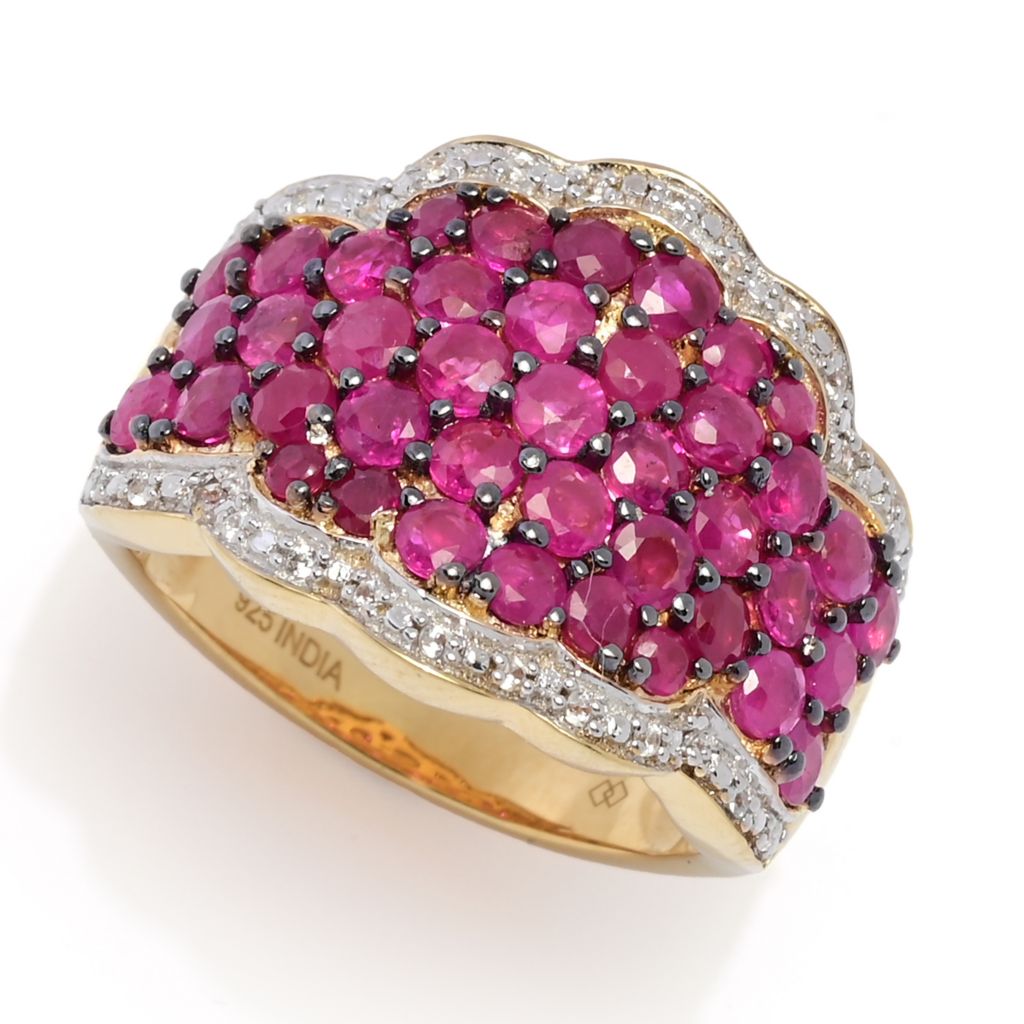 Gem Treasures 18K Vermeil 3.00ctw Burmese Ruby & Zircon Ring