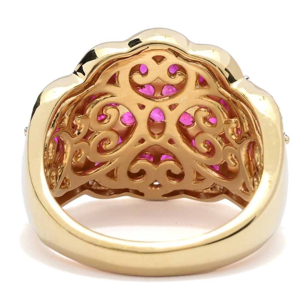 Gem Treasures 18K Vermeil 3.00ctw Burmese Ruby & Zircon Ring