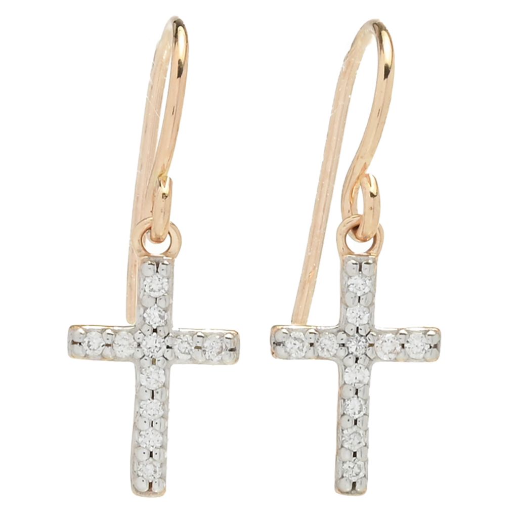 Kendra Scott 14K Gold Polished 0.08ctw Diamond Cross Drop Earrings