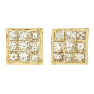 Diamond Treasures 14K Two-tone Gold 1.74ctw Yellow Diamond "Dream" Stud Earrings