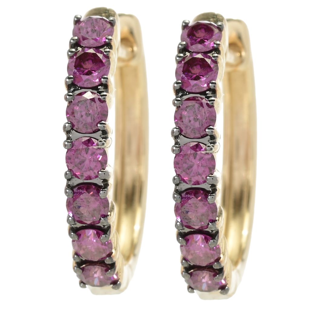 Diamond Treasures 14K Gold 0.70ctw Fancy Purple Diamond Hoop Earrings