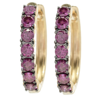 Diamond Treasures 14K Gold 0.70ctw Fancy Purple Diamond Hoop Earrings