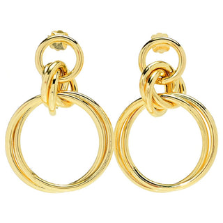 Toscana Italiana Gold, Platinum or Tri-color Plated Interlocking Hoop Drop Earrings