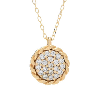 DIAMORE 14K Gold 0.16ctw Pave Diamond Rope Twist Halo Pendant w/ Chain