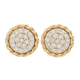 DIAMORE 14K Gold 0.32ctw Pave Diamond Rope Twist Halo Stud Earrings