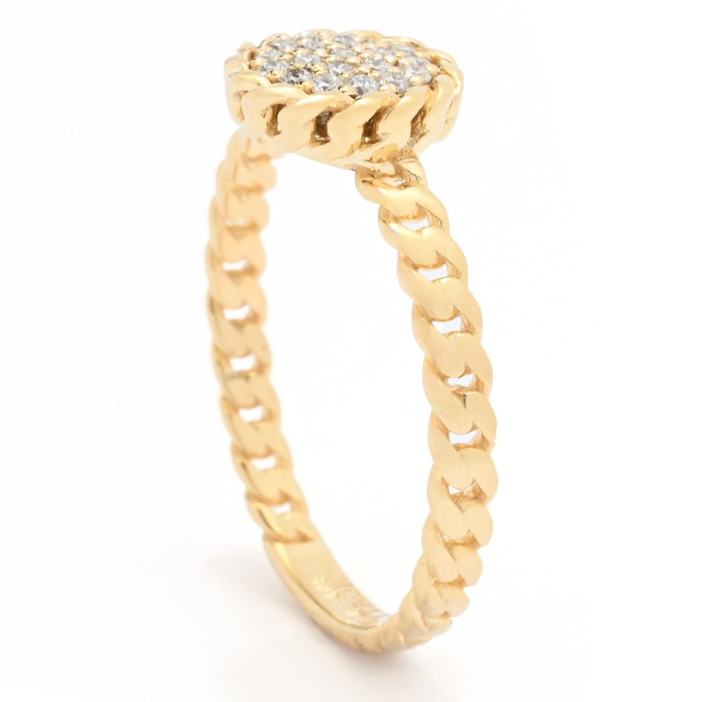 DIAMORE 14K Gold 0.16ctw Pave Diamond Rope Twist Halo Ring, 2.1 grams