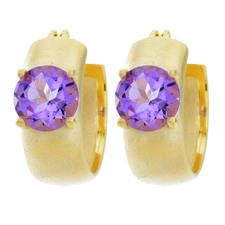 Toscana Italiana 18K Gold Plated Choice of Gem Setosa Huggie Hoop Earrings