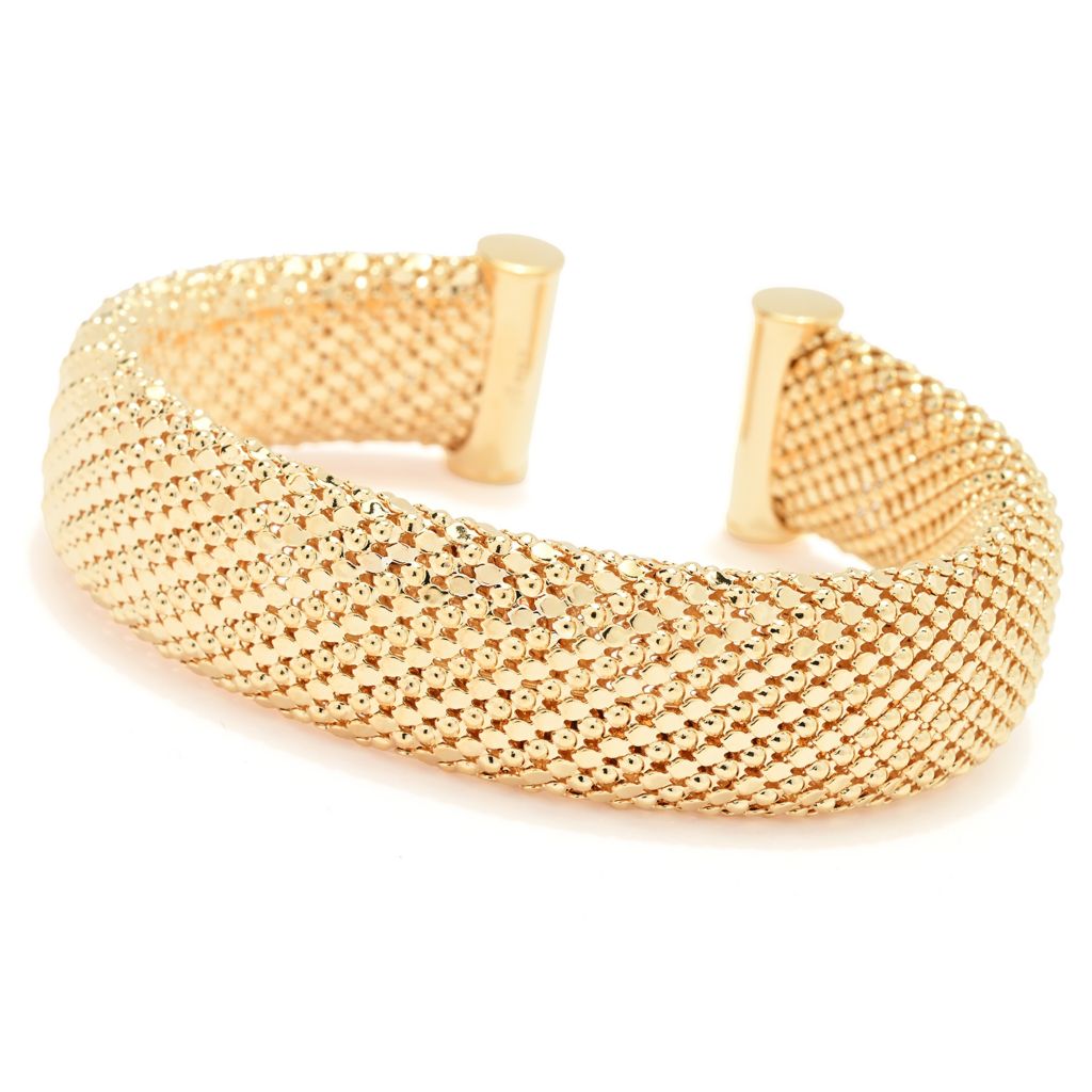 Toscana Italiana Gold or Platinum Plated Mesh Slip-on Cuff Bracelet