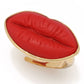Bello Italiano 18K Gold Plated "Rossetto" Red Coral Lips Ring