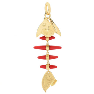 Bello Italiano 18K Gold Plated Coral Fish 4.25" Enhancer Pendant