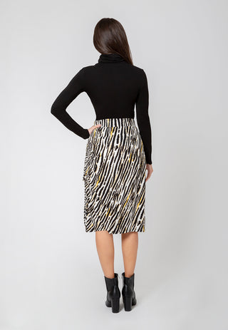 Leota Women's Kathy Ruched Zebra Print Skirt Black