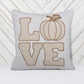 Embroidered Pumpkin “LOVE” Accent Pillow – Rustic Beige Fall Decor