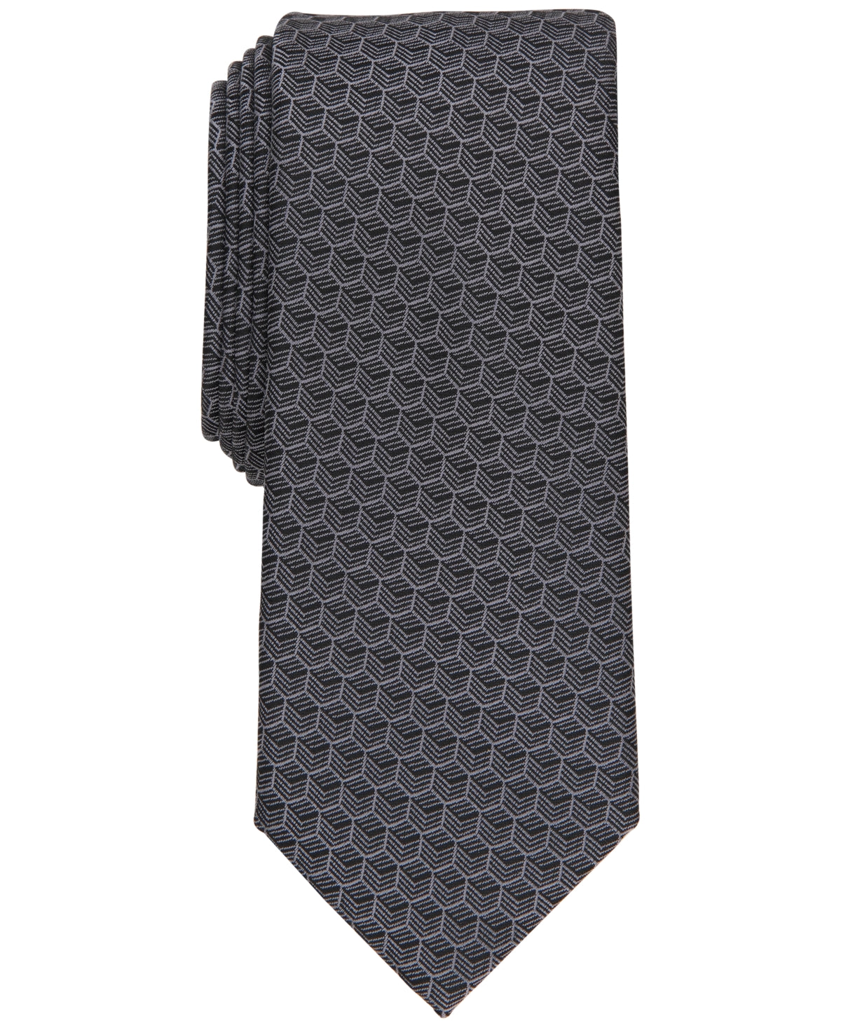 Alfani Men's Slim Geo Print Tie - Gray
