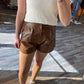 Entro - High Waisted Leather Shorts