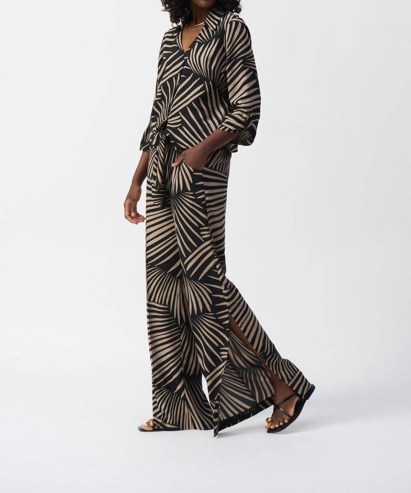 Joseph Ribkoff - Tropical Print Tie Front Top