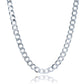 Rhodium Plated 7.9mm Sterling Silver Curb Style Chain