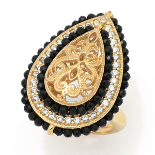 Gaetano Vitiello "Persia" Black Onyx & Simulated Diamond Filigree Ring